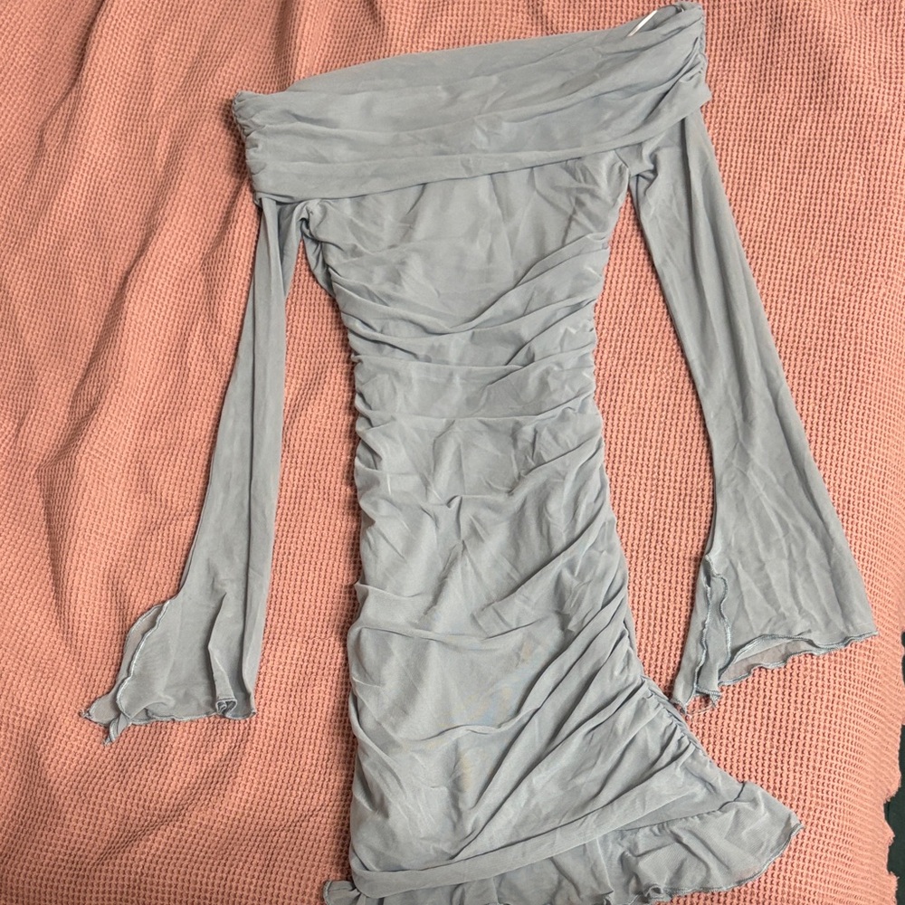 Elegant Gray Off-Shoulder Dress
